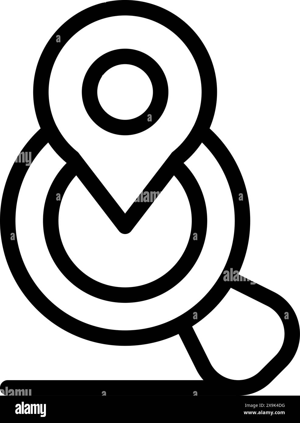 Marking map cartography Cut Out - Simple Black And White Line Drawing Of A Map Pin Icon Symbolizing Location Marking 2X9K4DG 