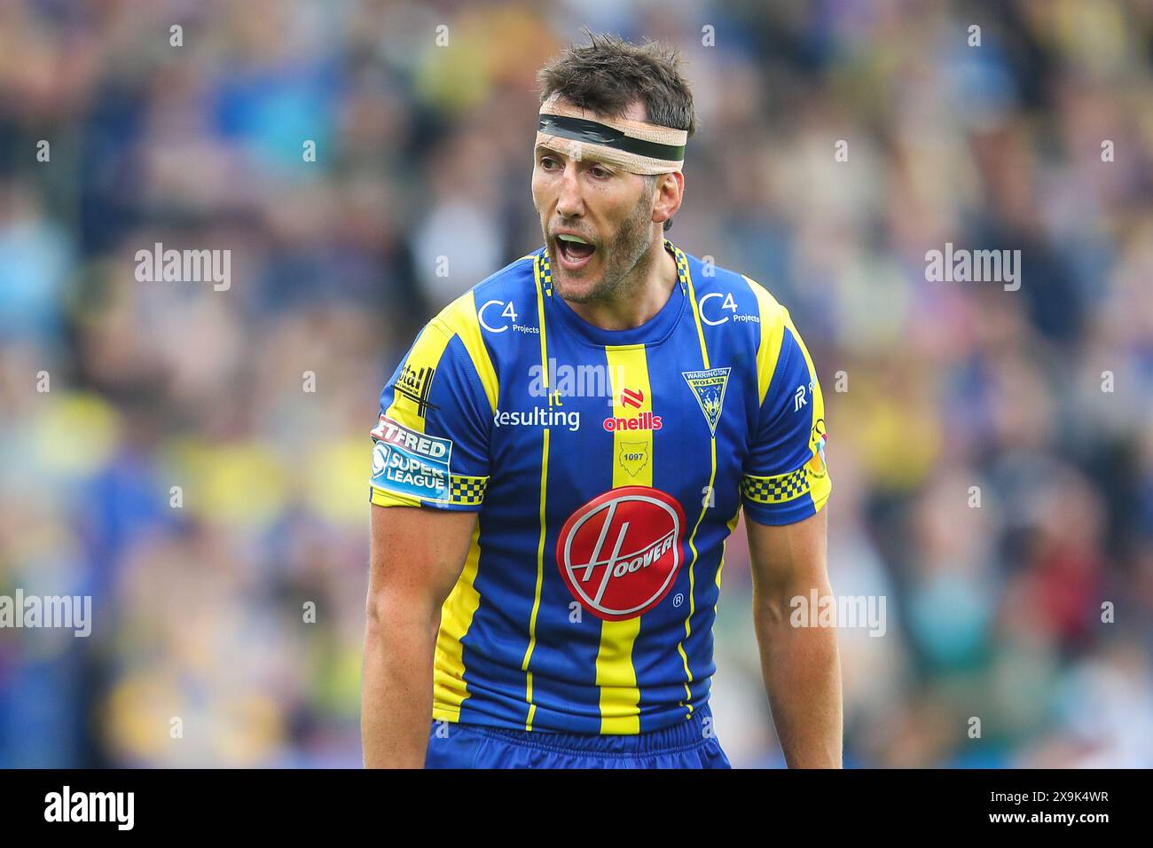 Warrington, UK. 01st June, 2024. Stefan Ratchford of Warrington Wolves gives his teammates instructions during the Betfred Super League Round 13 match Warrington Wolves vs Wigan Warriors at Halliwell Jones Stadium, Warrington, United Kingdom, 1st June 2024 (Photo by Gareth Evans/News Images) in Warrington, United Kingdom on 6/1/2024. (Photo by Gareth Evans/News Images/Sipa USA) Credit: Sipa USA/Alamy Live News Stock Photo