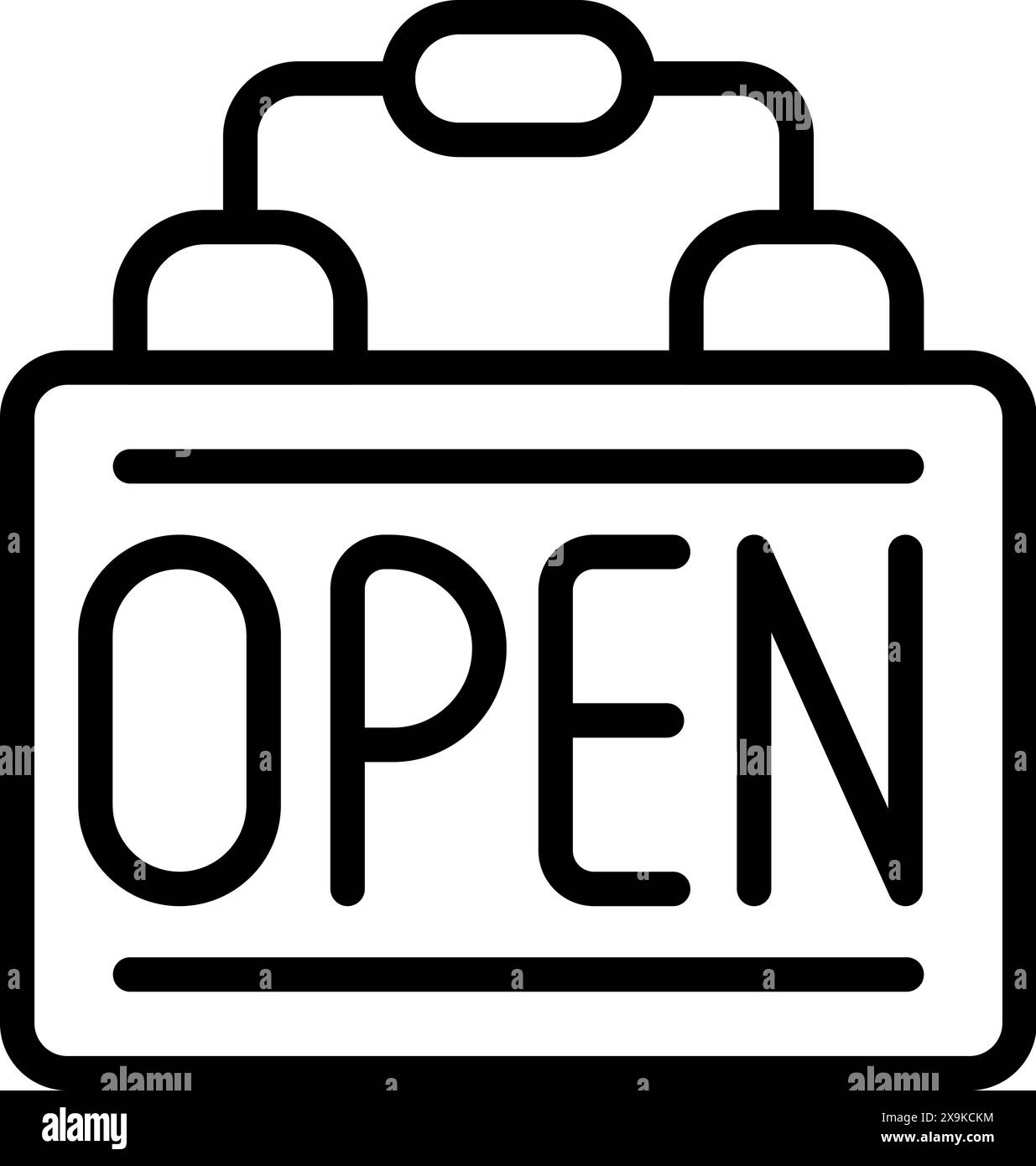 A simple line art vector illustration of an 'open' sign, perfect for business use Stock Vector