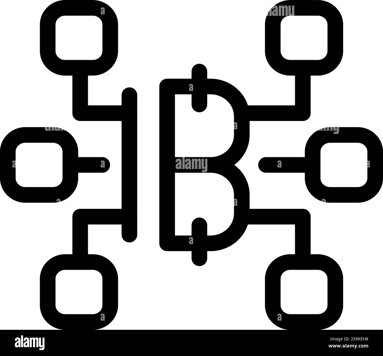 Bitcoin network symbol illustration with blockchain and cryptocurrency ...