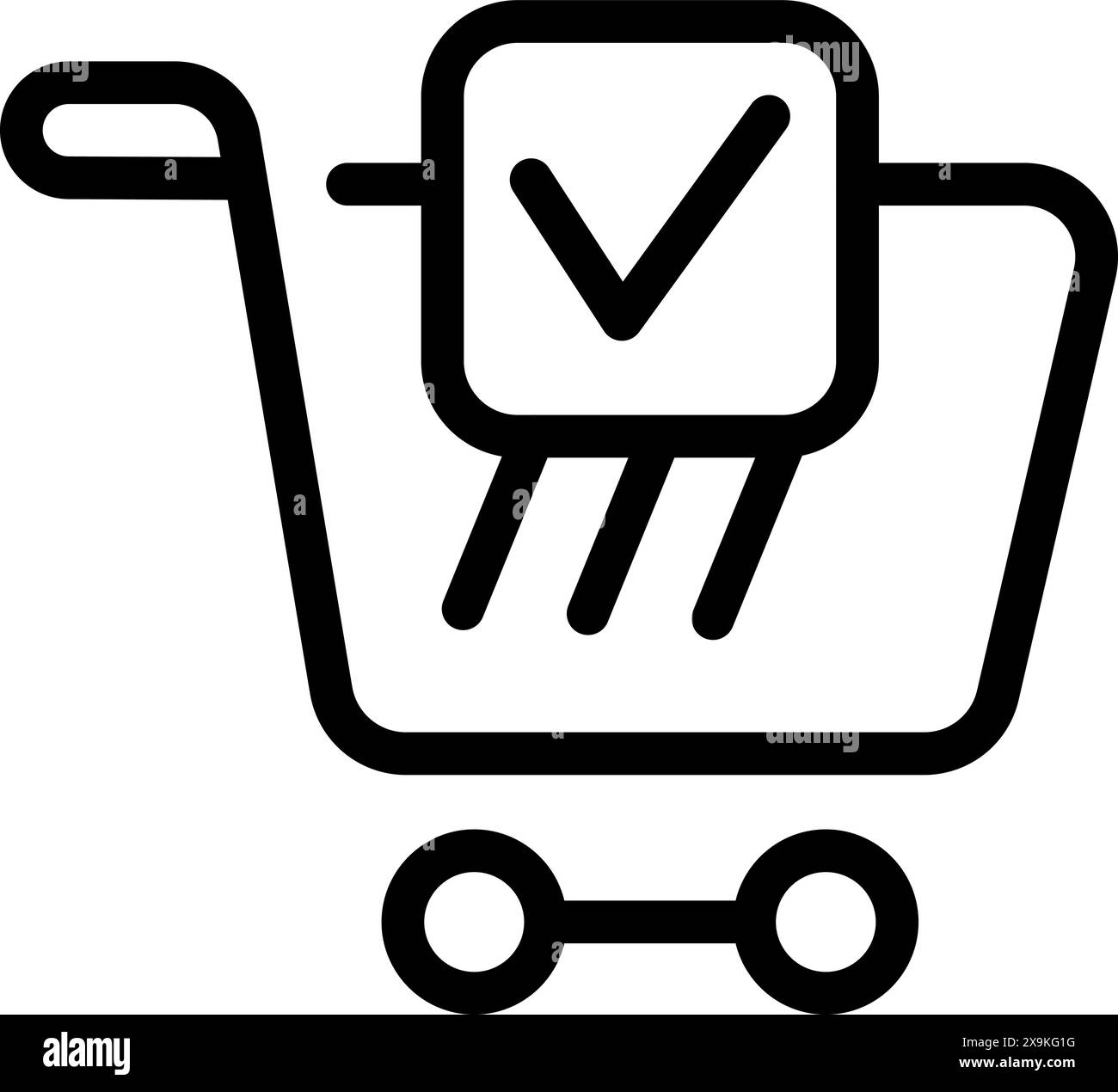 Vector illustration of a shopping cart icon with a check mark, symbolizing successful purchase or selection Stock Vector