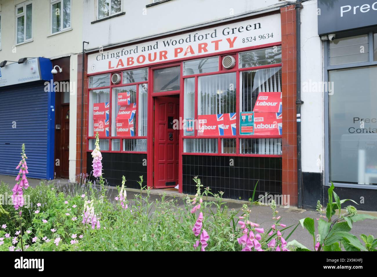 Labour constituency office in Chingford after it was cleaned up after graffitti appeared there following Faiza Shaheen's deselection by Labour Stock Photo