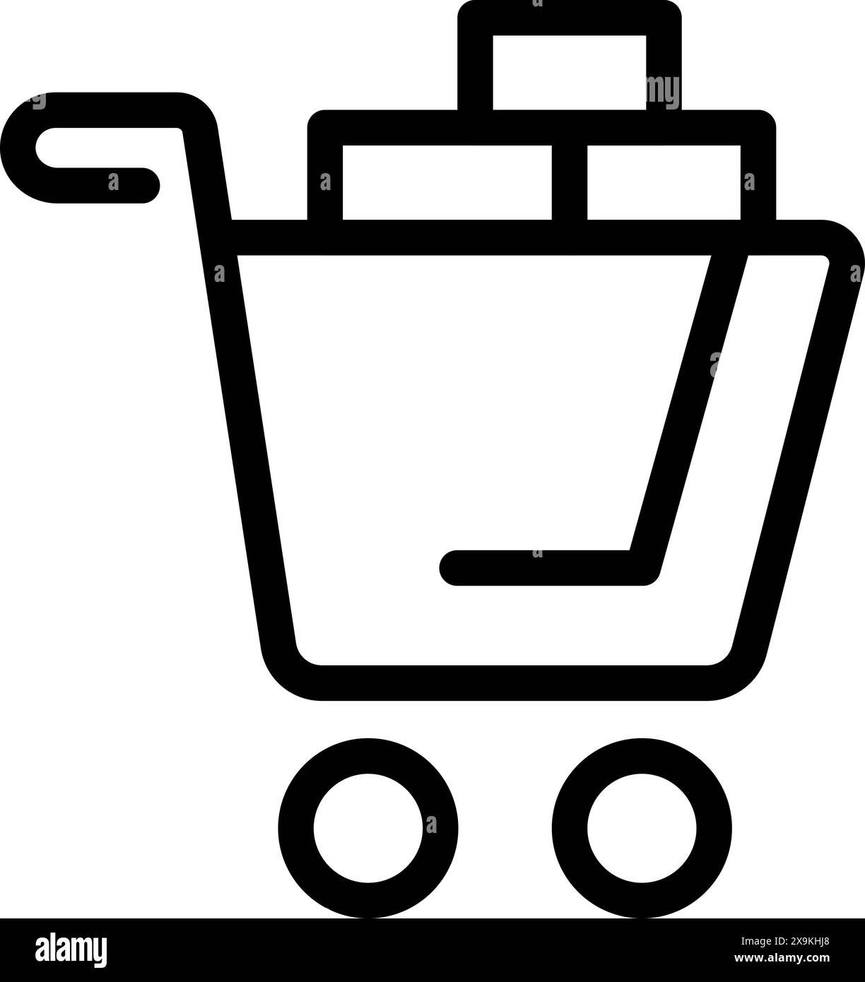 Minimalist black and white shopping cart icon illustration for ...