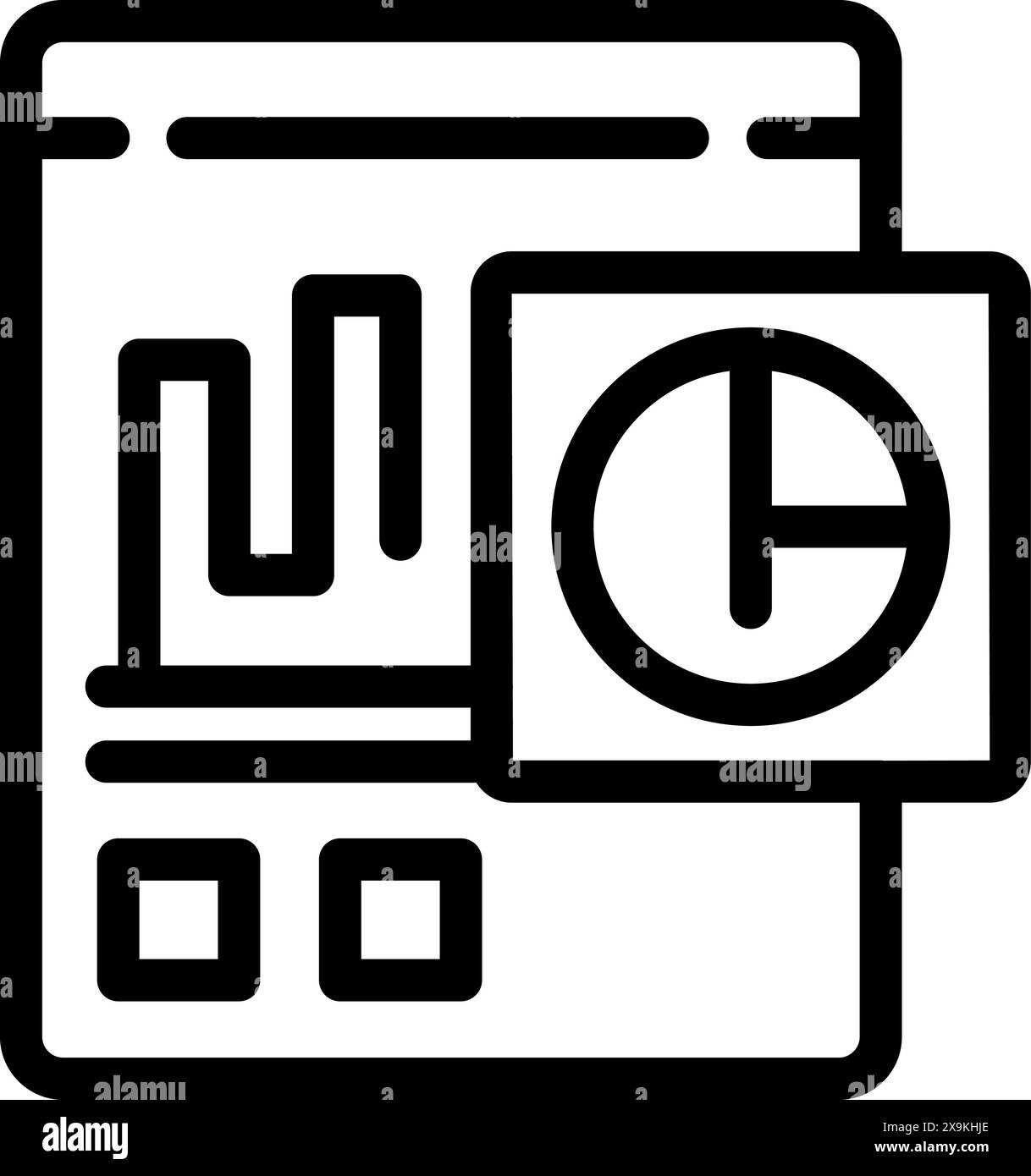 black-line-art-icon-of-a-dashboard-with-graphs-and-pie-chart-for-data