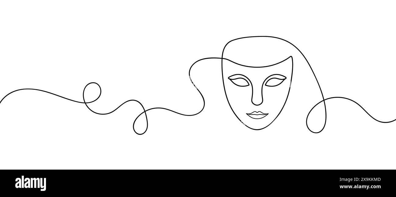 Random Line Mask theater mask one line continuous line art Stock Vector Image & Art - Alamy