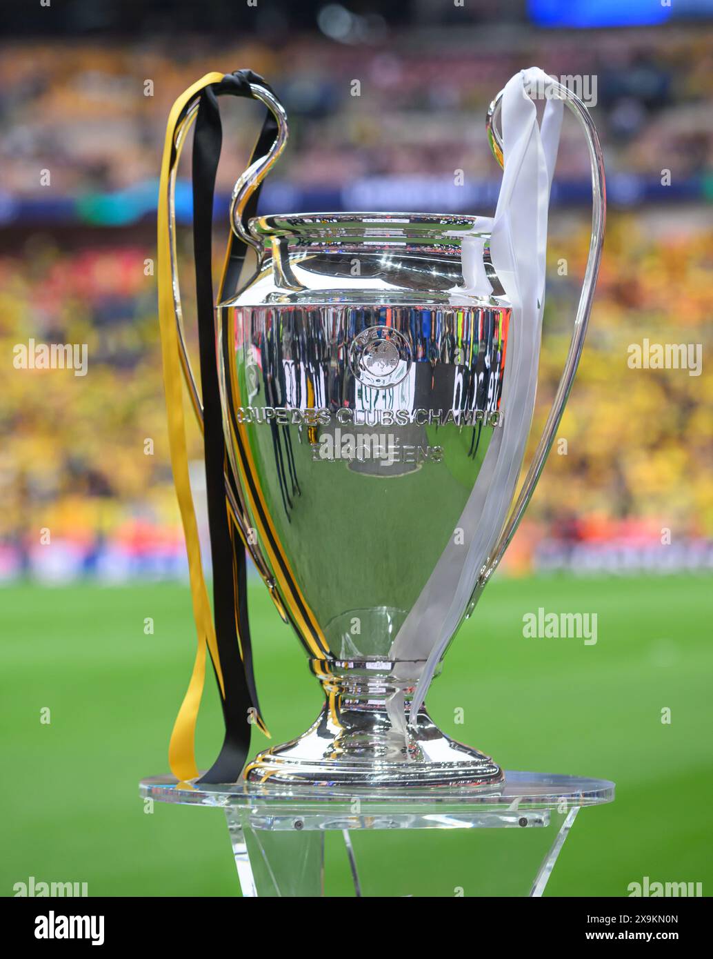 London, UK. 01 Jun 2024 - Borussia Dortmund v Real Madrid - UEFA Champions League Final - Wembley. The Champions League Trophy on display before the 2024 final in London. Picture : Mark Pain / Alamy Live News Stock Photo
