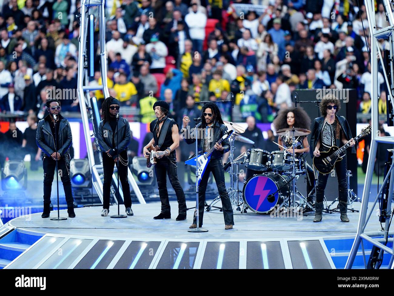 Lenny Kravitz performs ahead of the UEFA Champions League final at