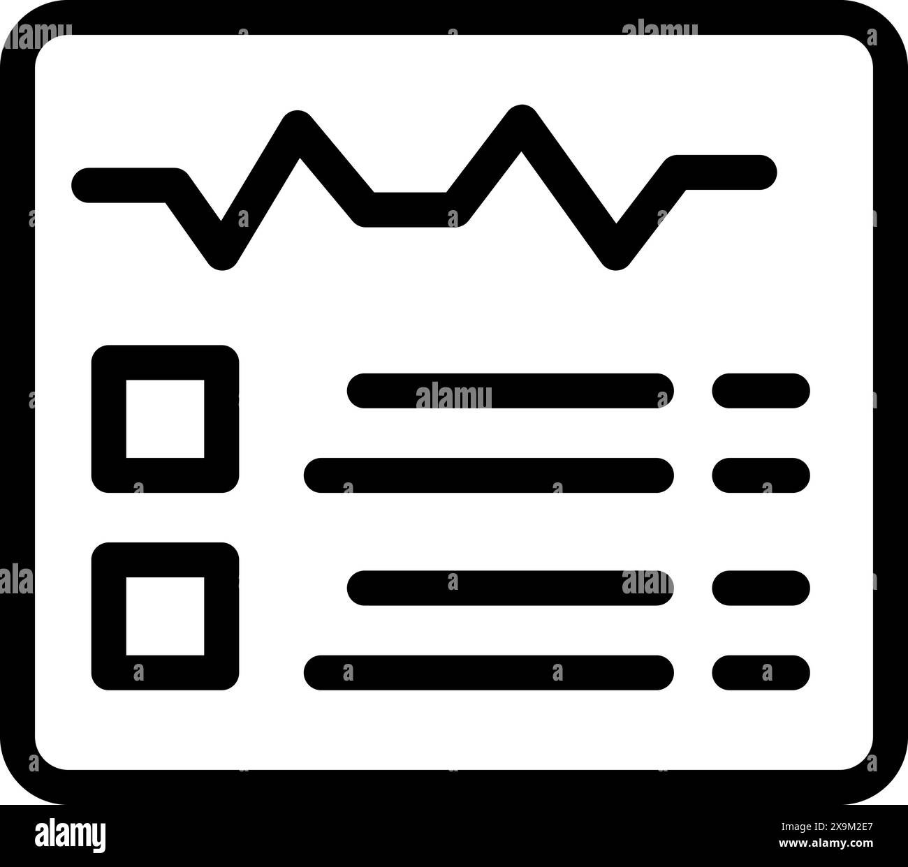 Simplistic icon representing a business report with charts and text ...