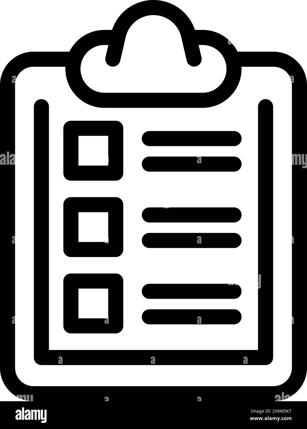 Black and white vector illustration of a clipboard with checklist icon ...