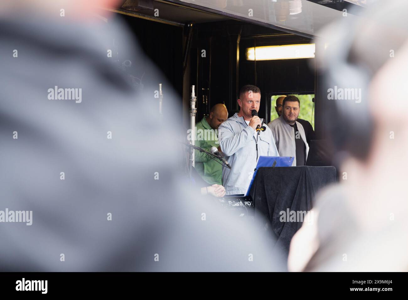 Tommy Robinson march and film screening in London, 1st June 2024 Stock