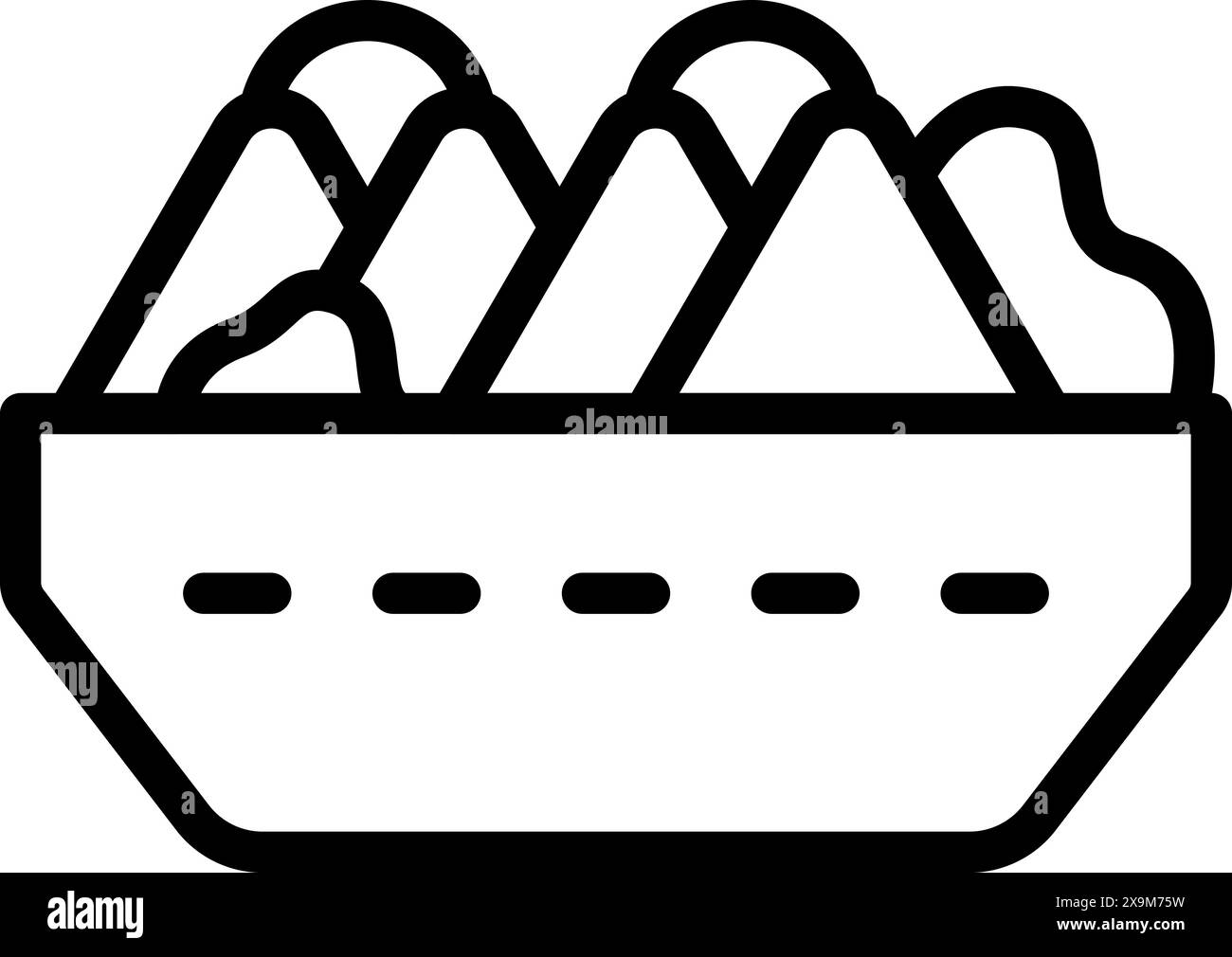 Simple black line icon of a basket full of eggs suitable for web and app use Stock Vector