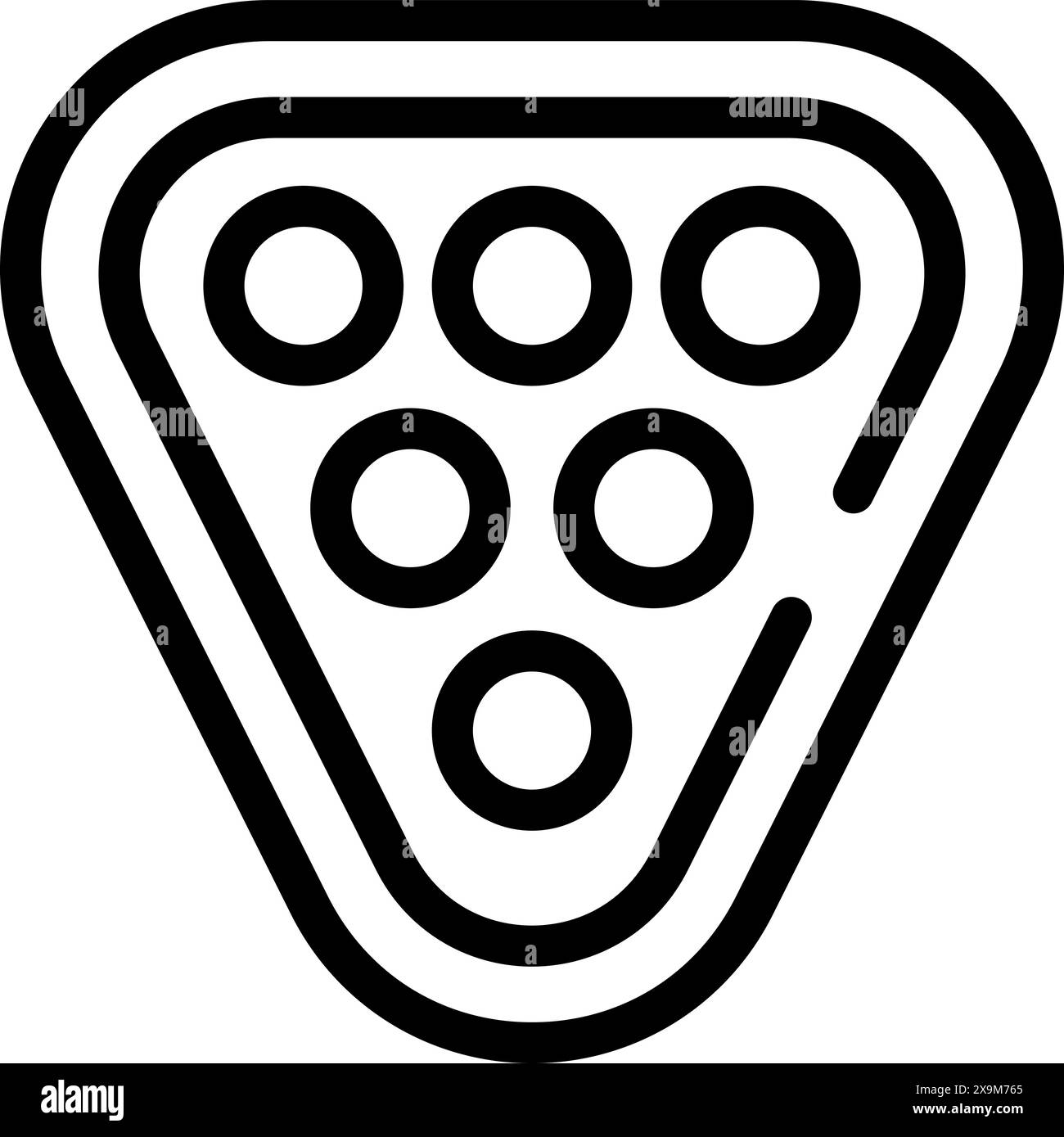 Minimalistic vector illustration of a pizza slice in black and white line art style Stock Vector