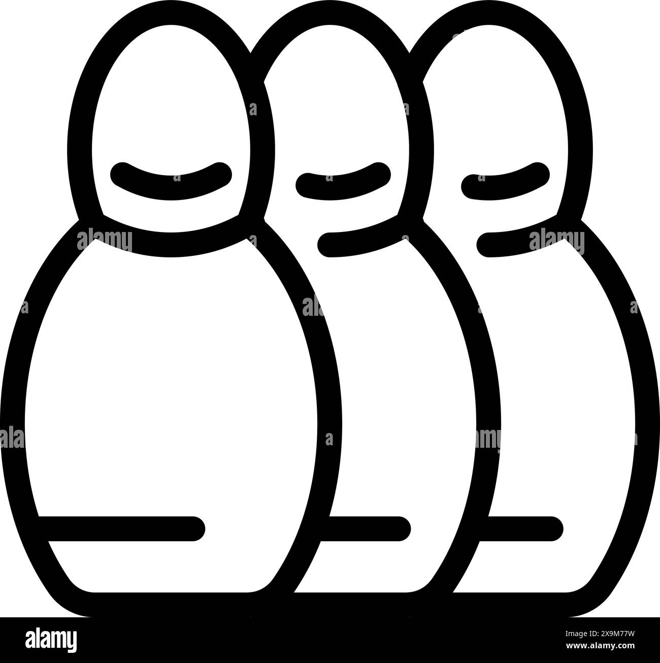 Simplified outline illustration of russian nesting dolls, isolated on