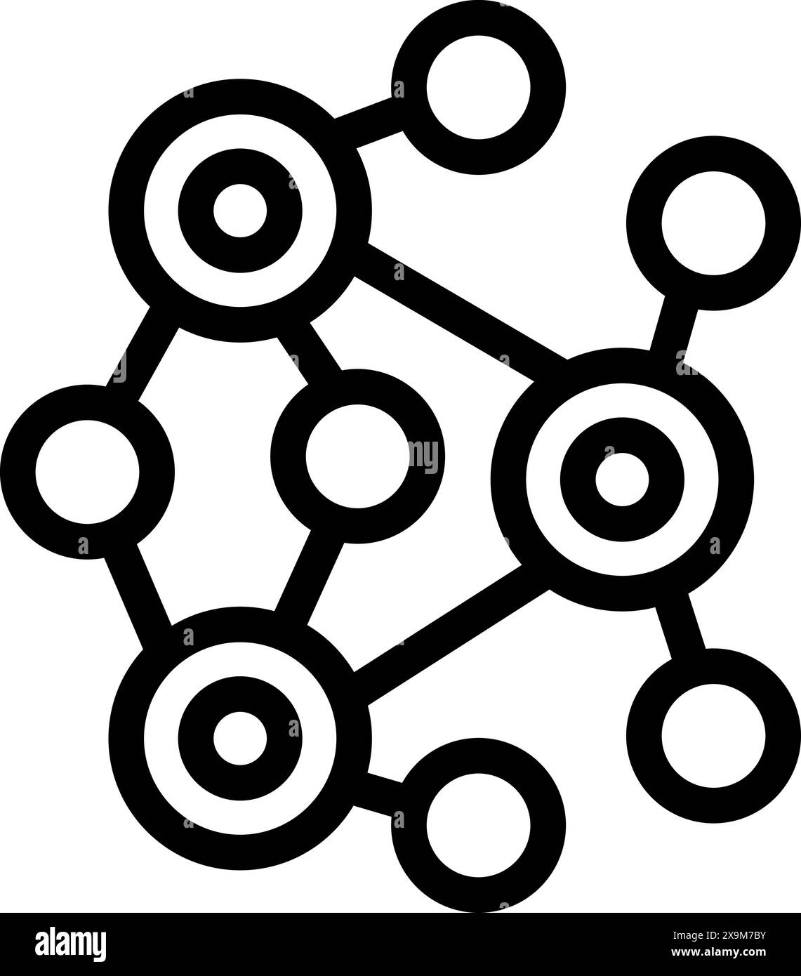 Abstract interconnected network connectivity icon with nodes and ...