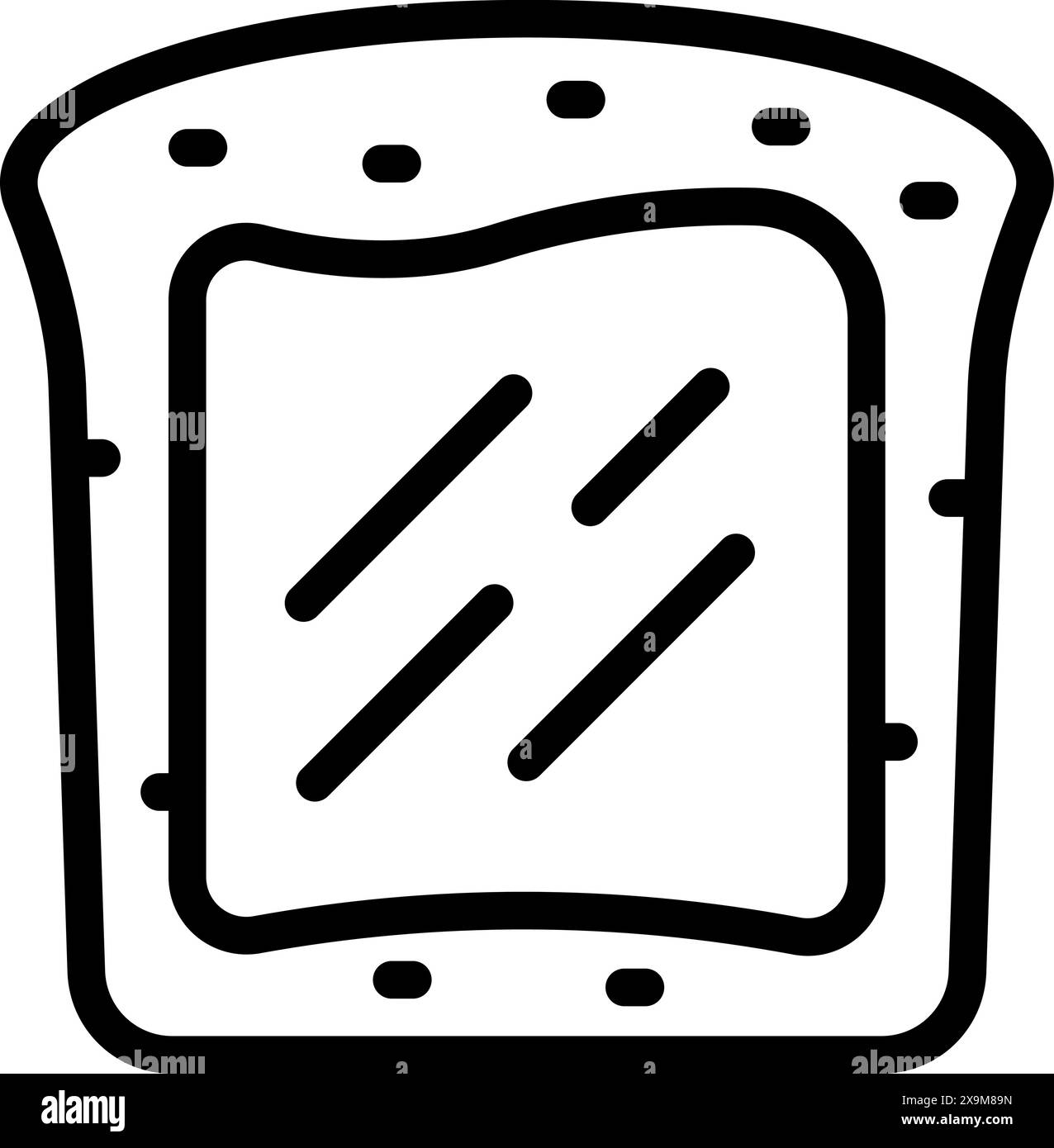 Simple black and white line drawing of a slice of bread, suitable for ...