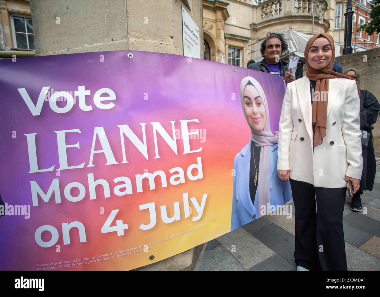 London, UK. 1 June 2024.Leanne Mohamad Independent Parliamentary Candidate for Ilford North outside Redbridge Town Hall for a rally demanding an immediate end to the genocide in Gaza and arms sales to Israel and for international sanctions against Israel and freedom for Palestine. Leanne Mohamad to run against shadow health secretary in next general election amid anger at Labour's Israel-Gaza stance. Horst Friedrichs /Alamy Live News Stock Photo