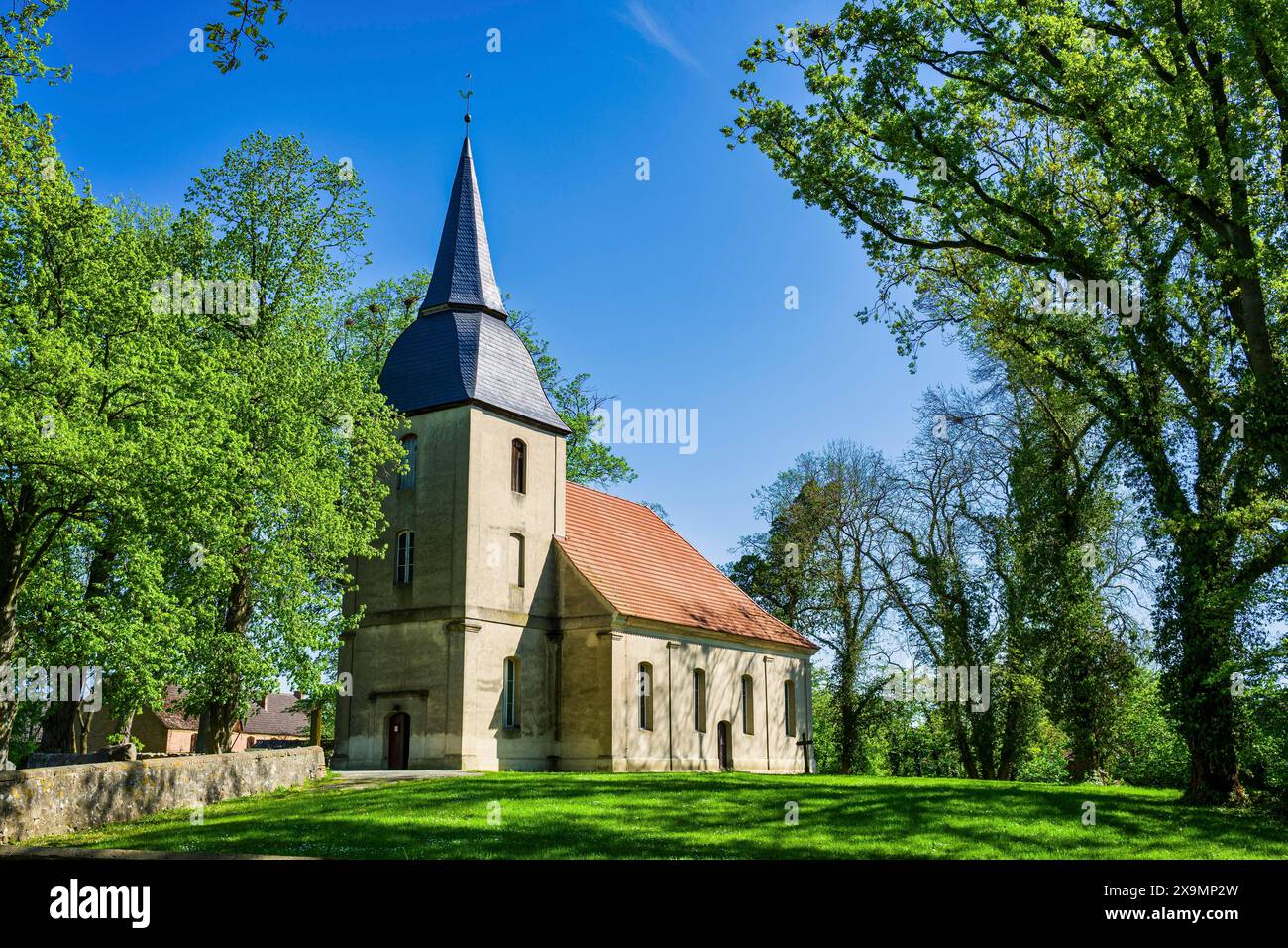 Village church in Schwarz, Mecklenburg Lake District, Mecklenburg-Western Pomerania, Germany Stock Photo