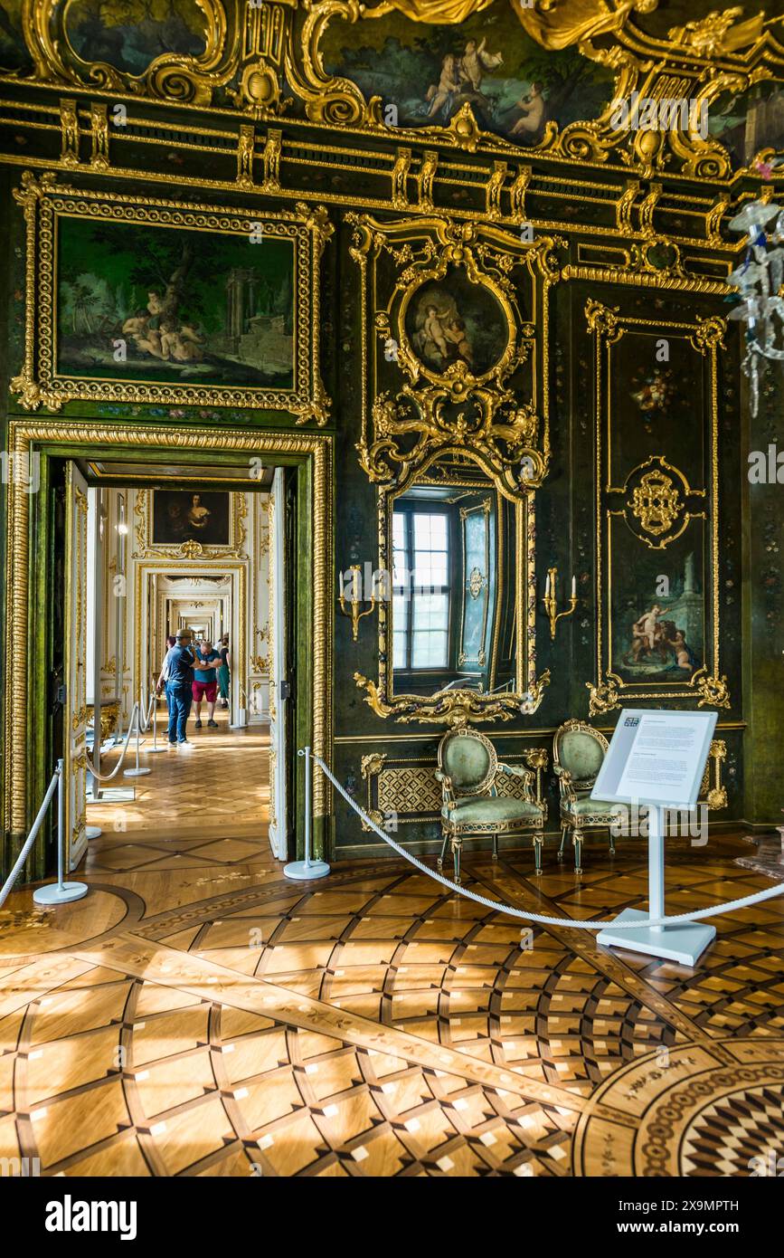 Green Room, Wuerzburg Residence, UNESCO World Heritage Site, Wuerzburg, Lower Franconia, Franconia, Bavaria, Germany Stock Photo