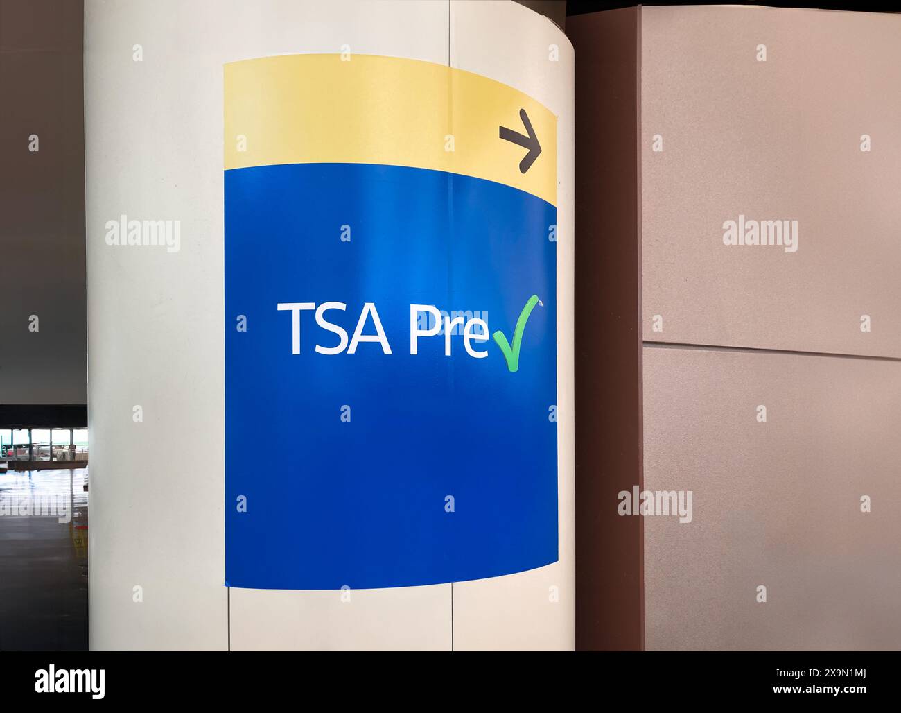 DENVER, CO, USA MAY 20, 2024 Airport TSA Precheck sign and logo