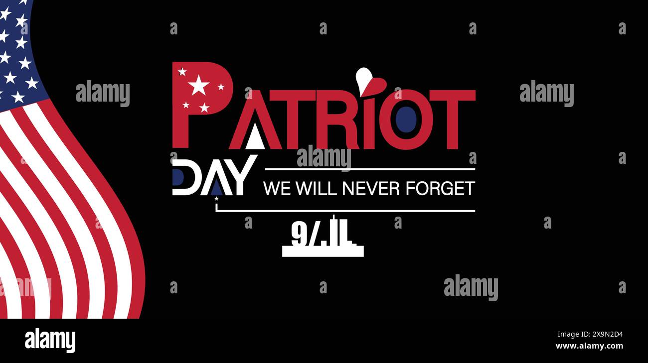 Patriotic Tribute to 911 with Flag Text illustration design Stock ...