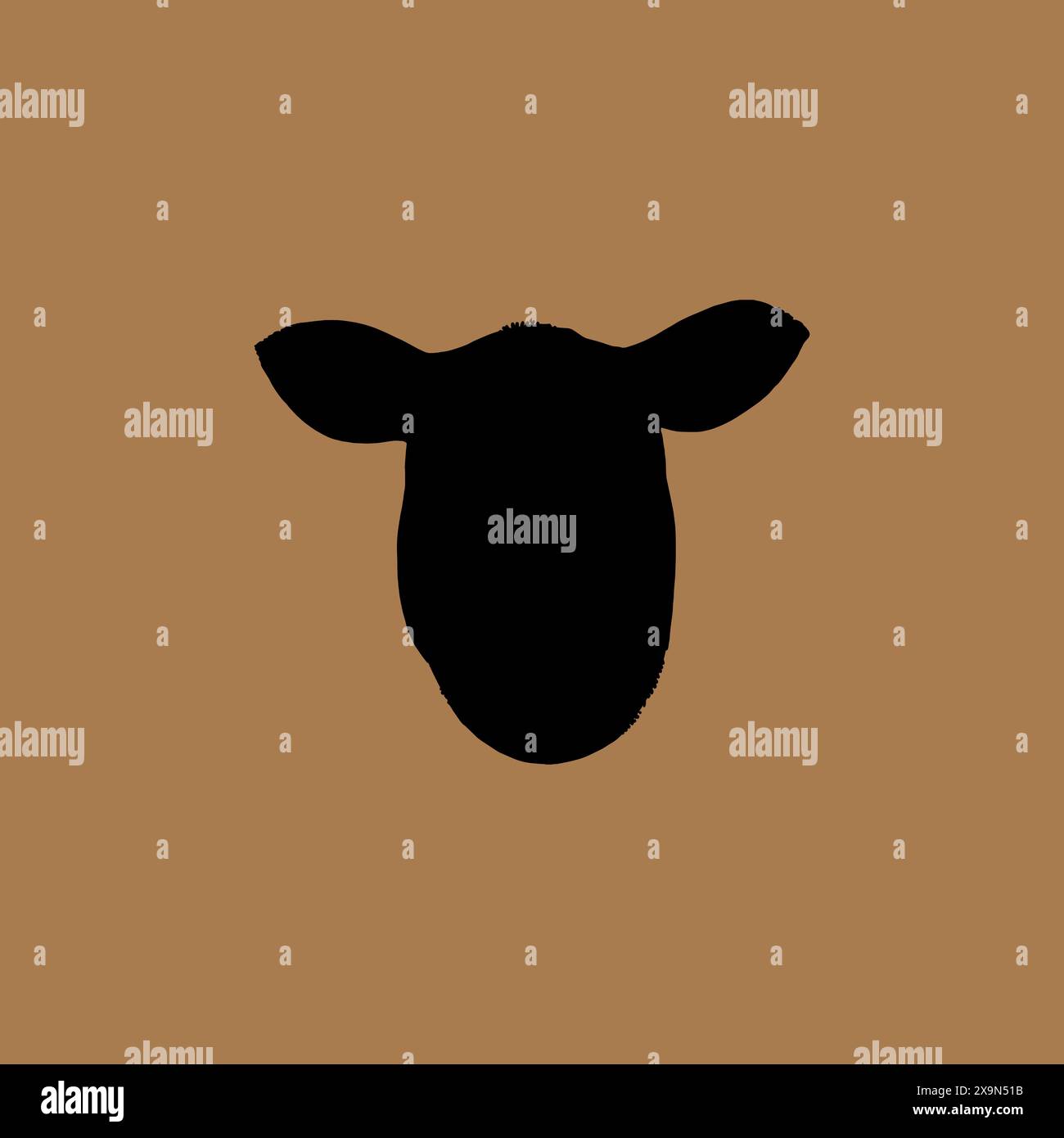 Sheep Head From Front. Silhouette Style. Vector Stock Vector