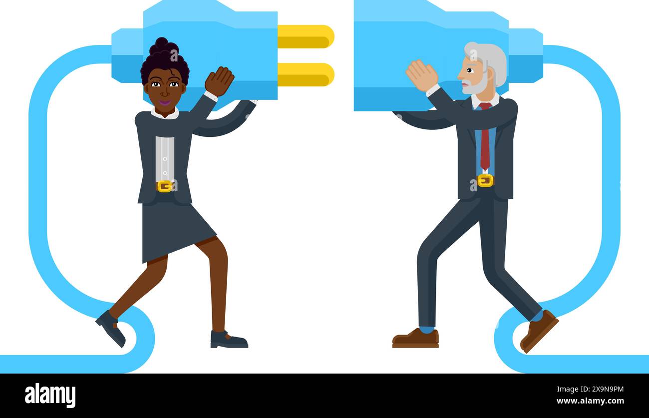 Connecting Electrical Plug Together People Concept Stock Vector Image ...