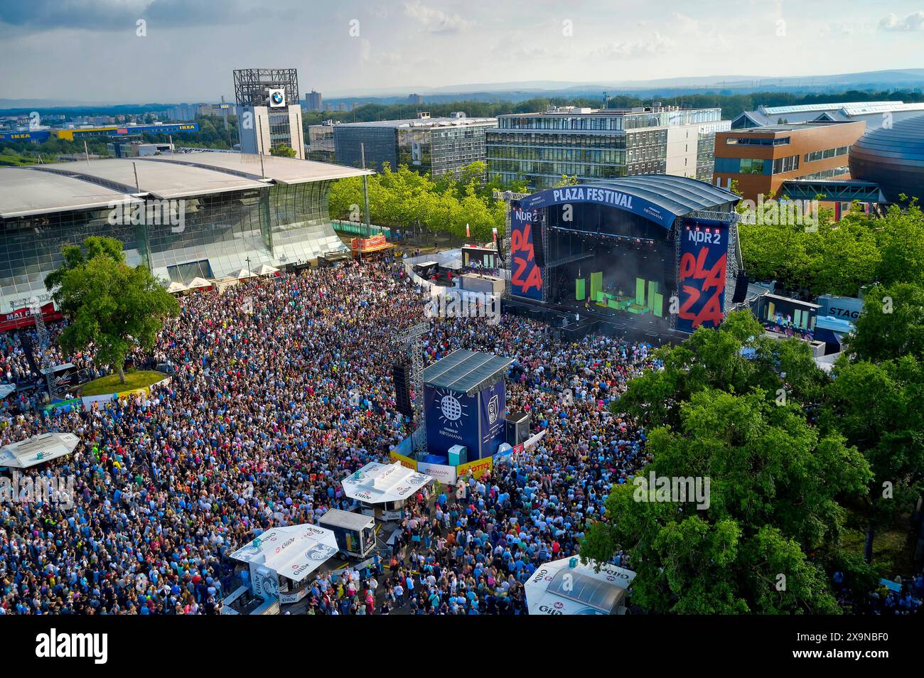 Luftbild NDR 2 Plaza Festival 2024 auf der Expo Plaza. Hannover, 01.06.2024 *** Aerial view NDR