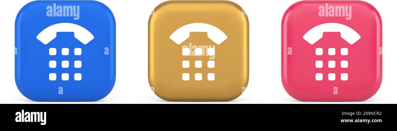 Phone call button application handset mobile contact communication 3d ...