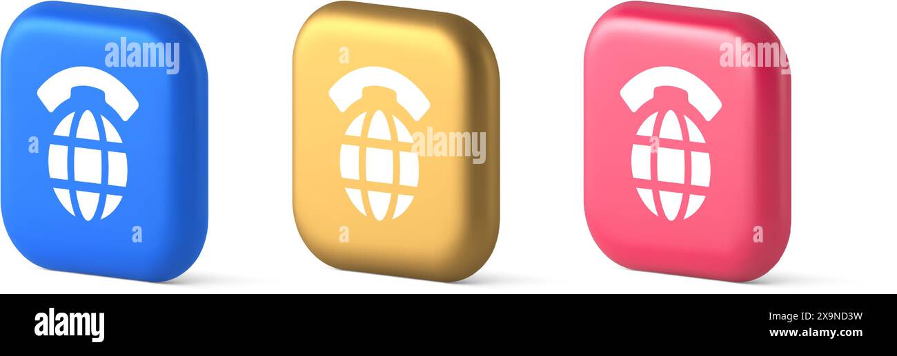 Global communication internet call connection button planet with ...