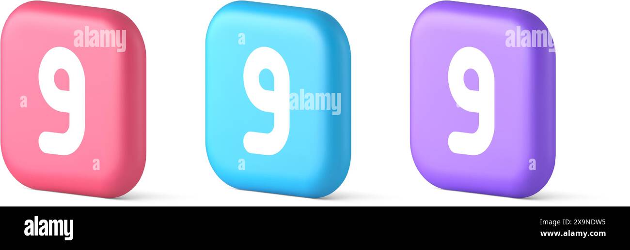 Nine number blue button calculation math financial budget web app 3d ...