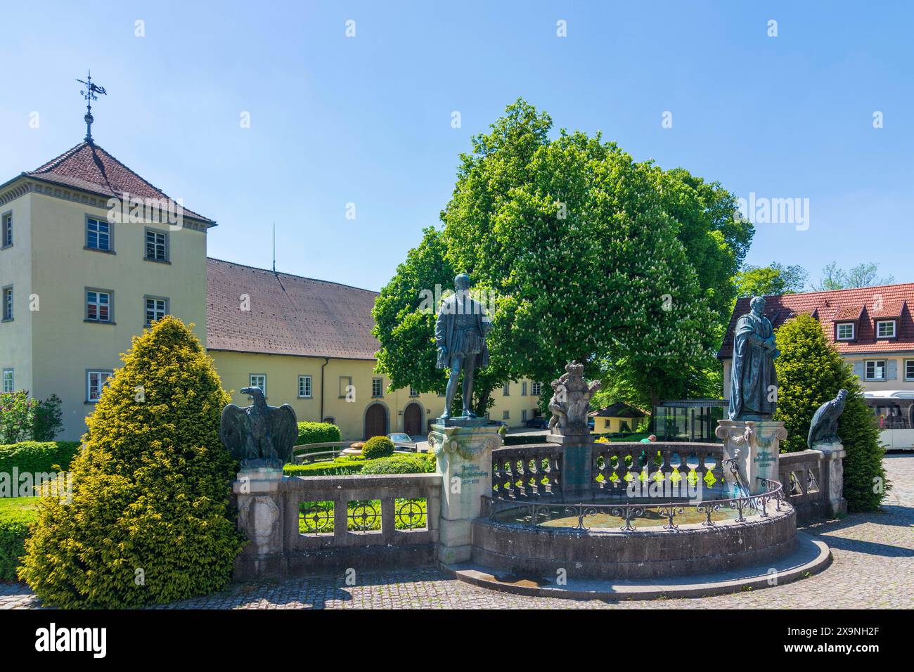 square Postplatz, Vorburg of Schloss Heiligenberg Castle Heiligenberg Bodensee, Lake Constance Baden-Württemberg Germany Stock Photo