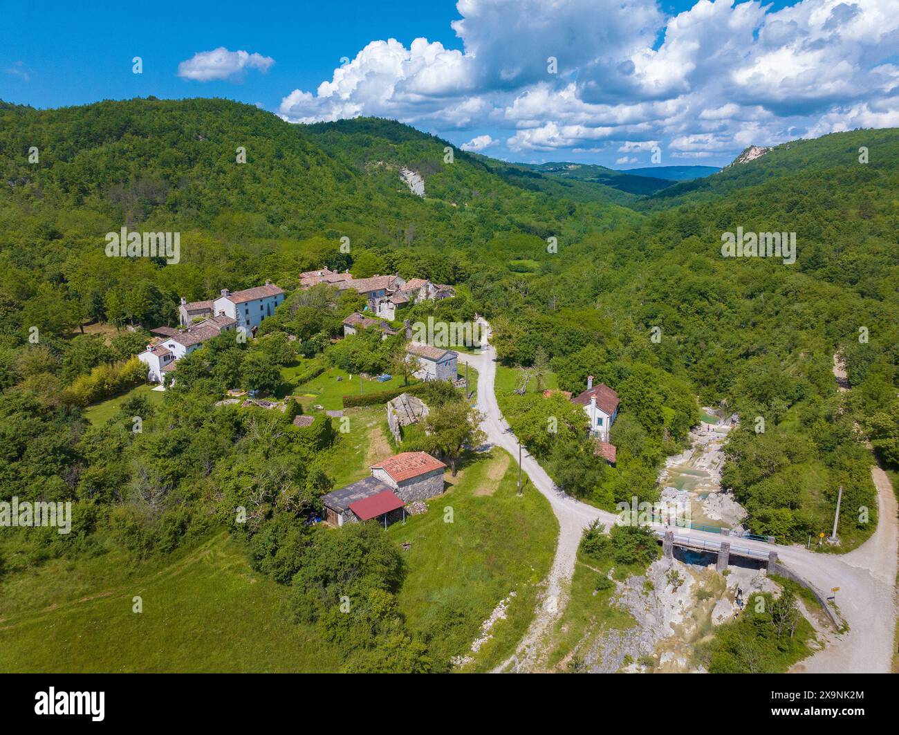Aerial view of the traditional Kotli village, Istra Stock Photo