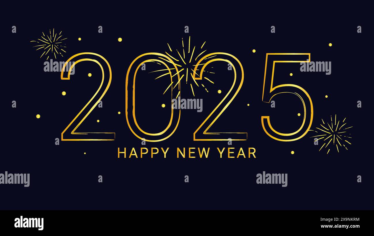 2025 new year asian chinese. Digit design. Happy new year text design