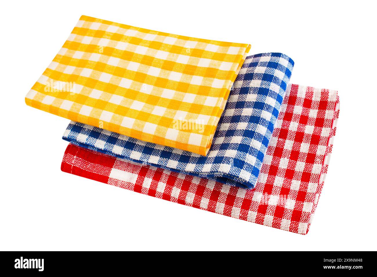 3 Kitchen dish towels isolated on white background Stock Photo