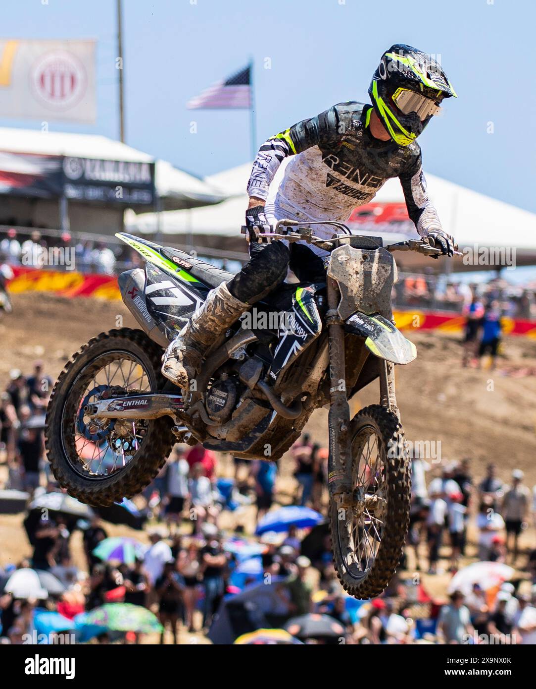 Sacramento, California, USA. June 01 2024 Sacramento, CA USA Joey Savatgy Triumph Racing(17)gets air on jump 19 during the Pro Motocross Championship 250 heat # 1 at Hangtown Classic Sacramento, CA Thurman James/CSM Credit: Cal Sport Media/Alamy Live News Stock Photo