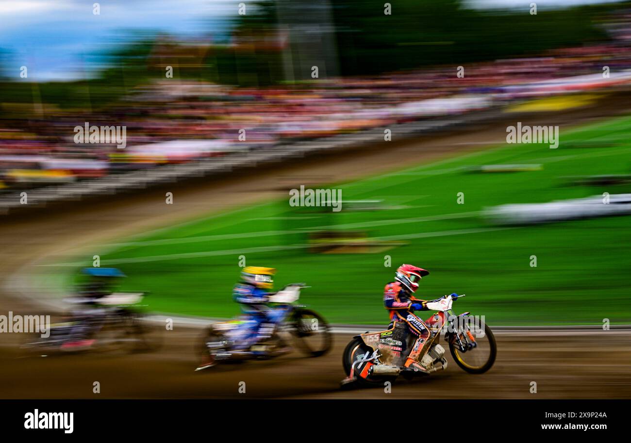 Prague, Czech Republic. 01st June, 2024. Max Fricke (AUT) competes in the World Cup speedway event Grand Prix of Czech Republic in Prague, June 1st, 2024. Credit: Roman Vondrous/CTK Photo/Alamy Live News Stock Photo