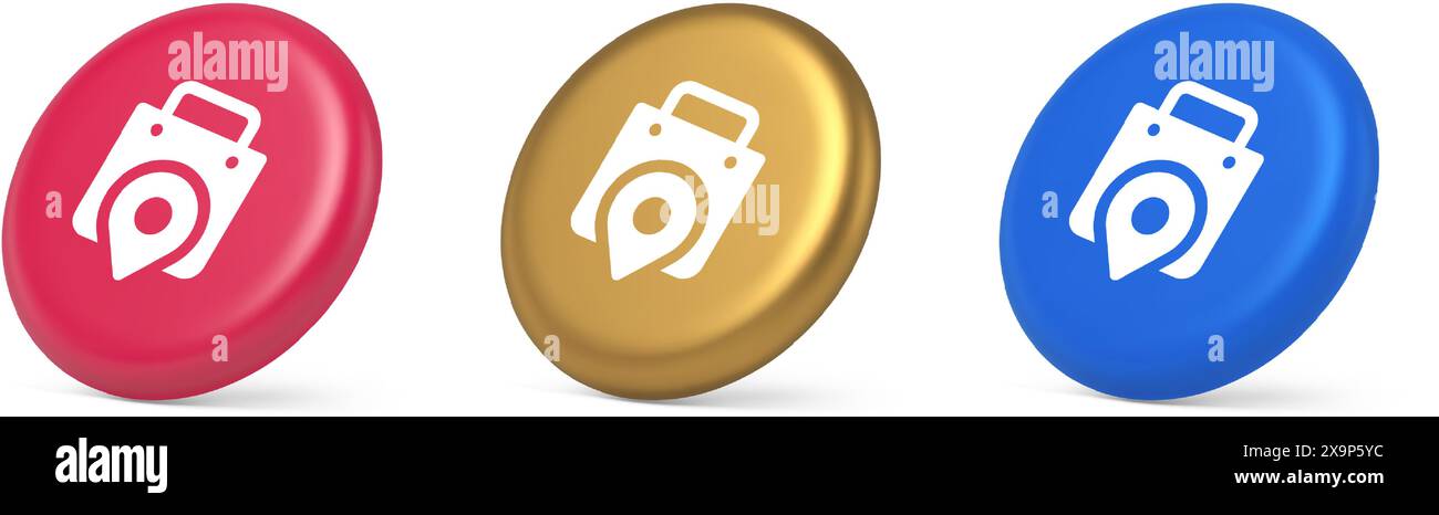 Shop location map pin with shopping bag button web app design realistic ...