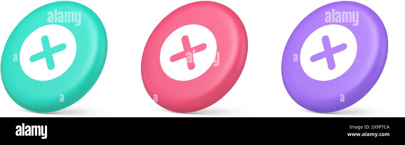 Cross button cancel reject decline negative forbidden fail 3d realistic ...