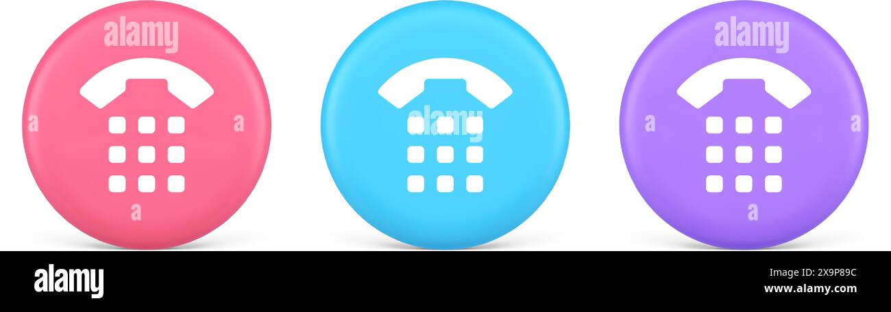 Phone call button application handset mobile contact communication 3d ...