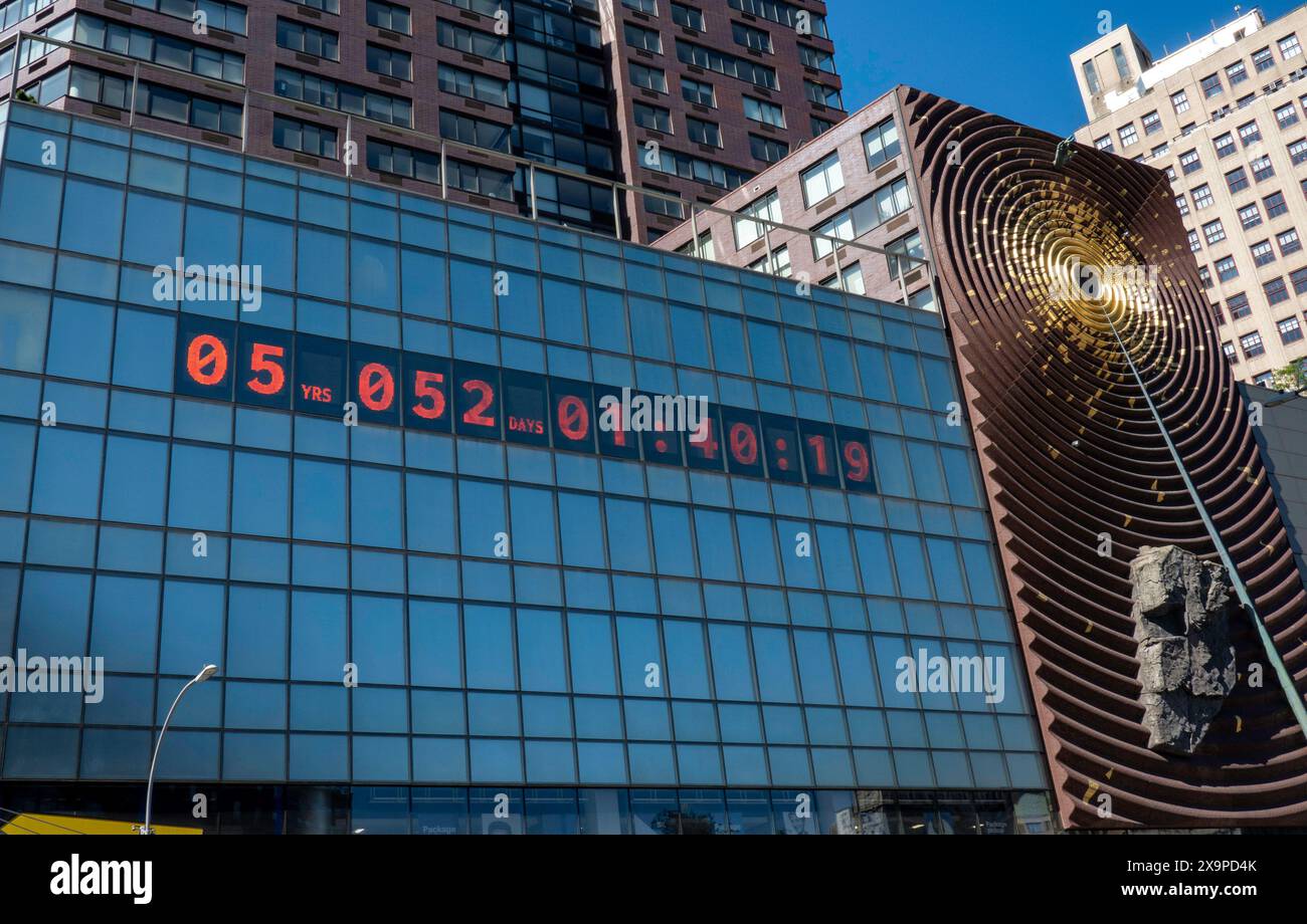 The climate clock located near Union Square counts down the time the