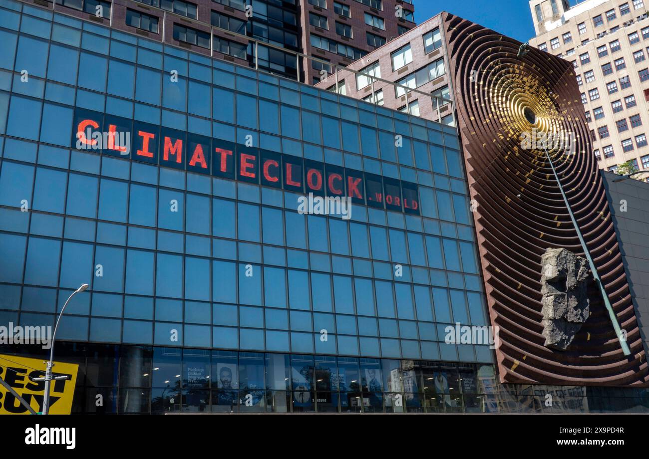 The climate clock located near Union Square counts down the time the world should reach carbon neutral in 2030, New York City, United States, 2024 Stock Photo