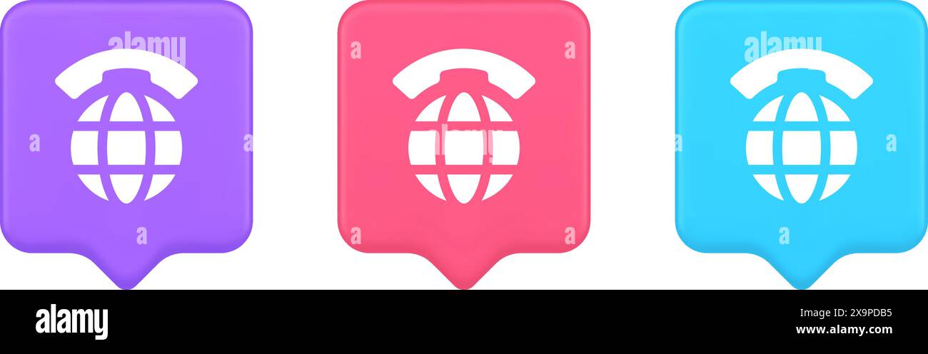 Global communication internet call connection button planet with ...