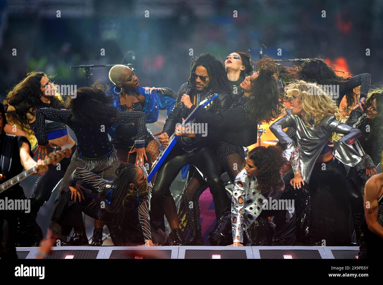 Lenny Kravitz performs ahead of the UEFA Champions League final at