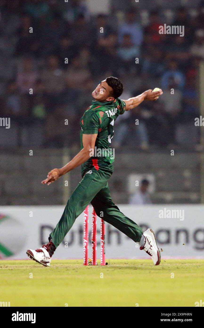 Taskin Cricketer Taskin Ahmed during the second T20 international match against Sri ...
