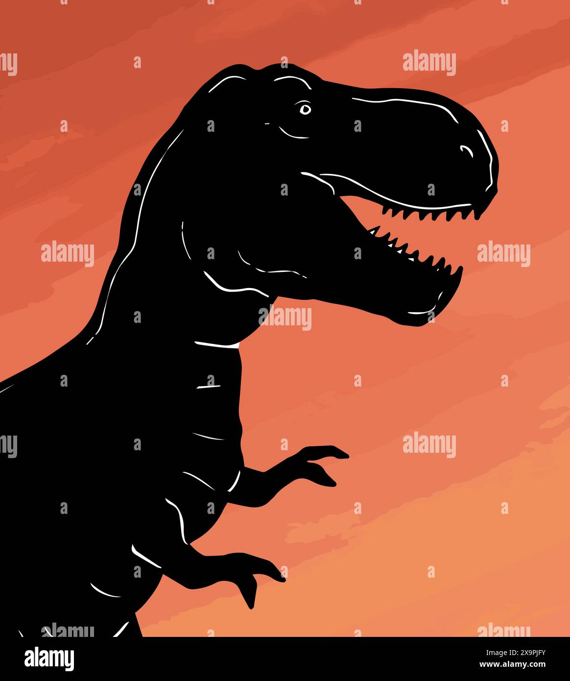 Dinosaur tyrannosaurus black silhouette Stock Vector