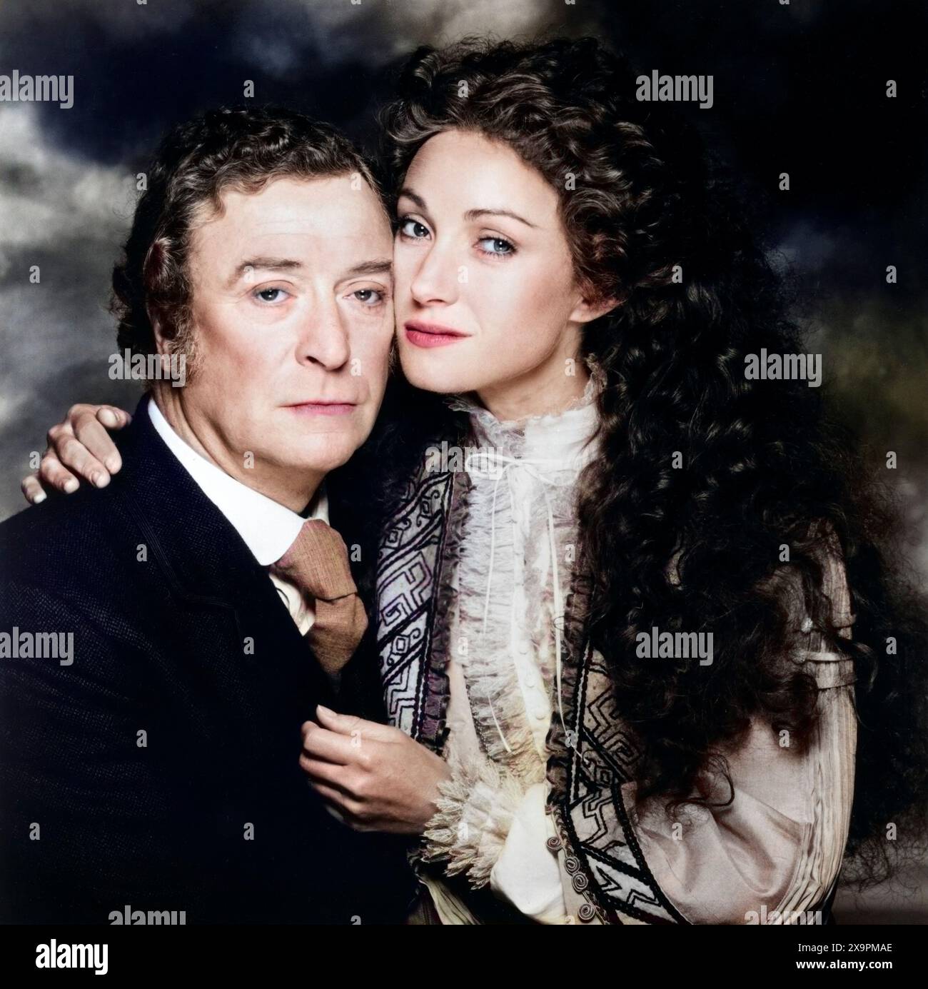 Michael Caine, Jane Seymour, on-set of the television miniseries, 'Jack The Ripper', ITV, Warner Bros. Television, 1988 Stock Photo