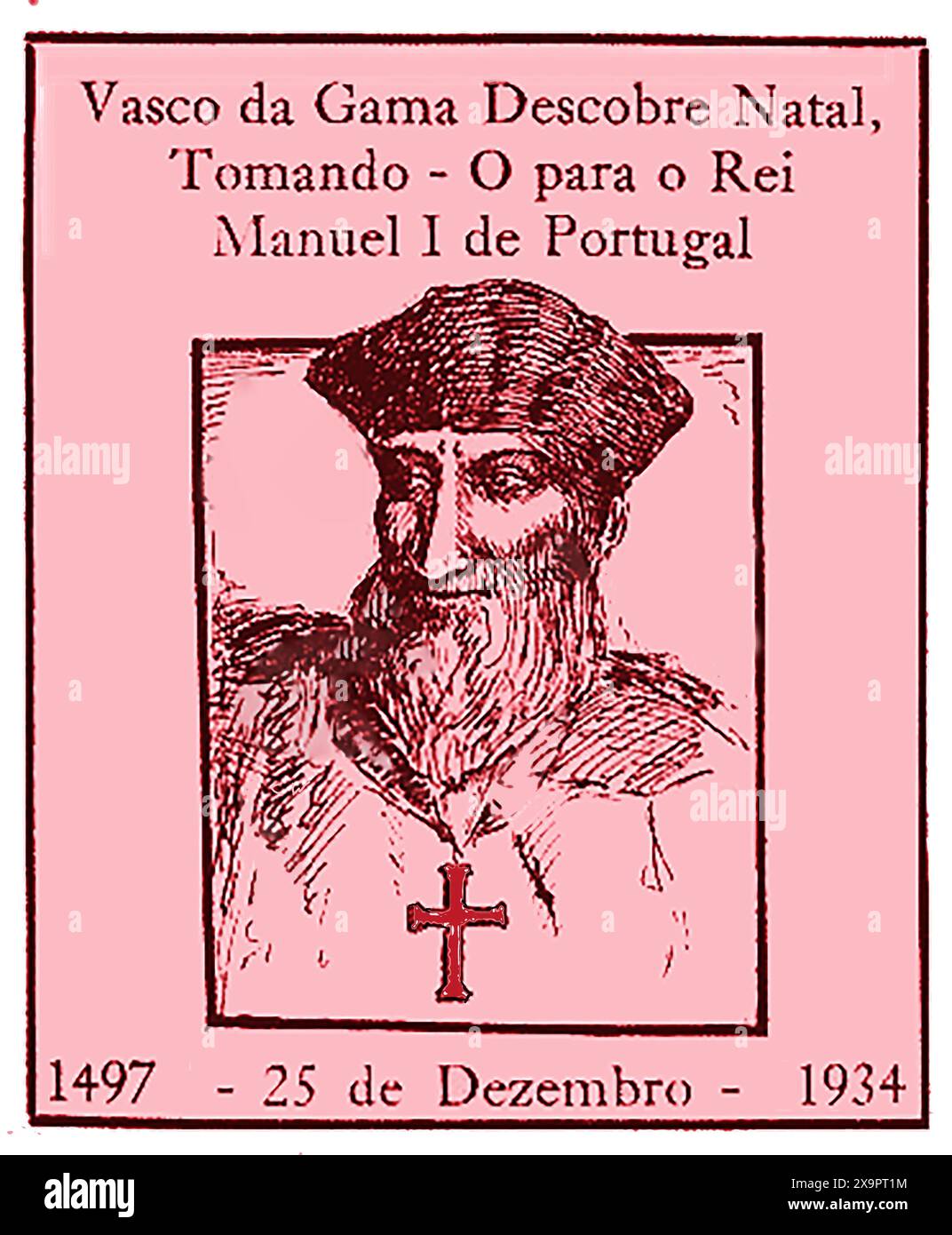 A 1930's portrait of Vasco de Gama (circa 1460 1524)on a Portuguese