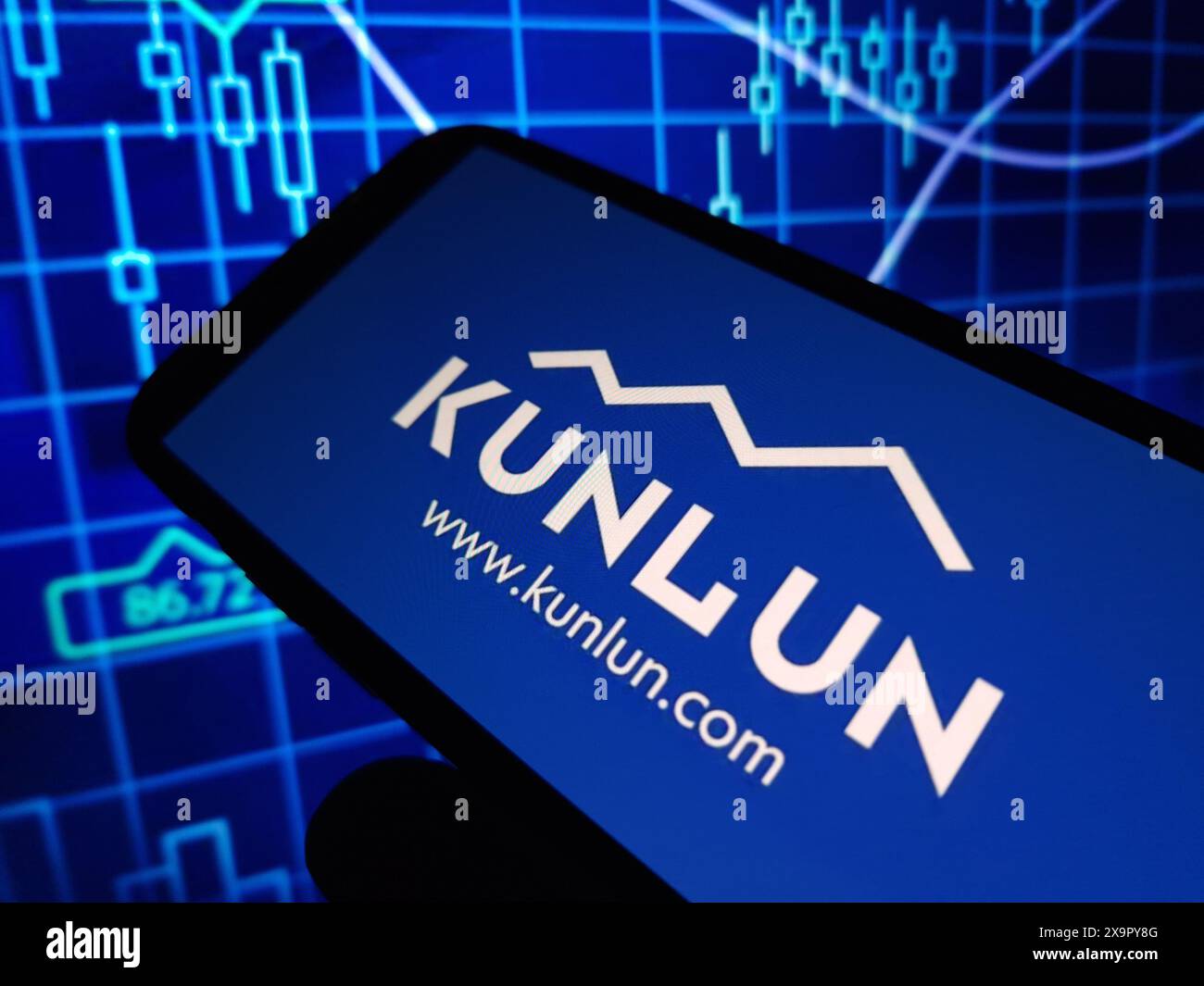 Konskie, Poland - May 30, 2024: Kunlun Tech company logo displayed on mobile phone Stock Photo