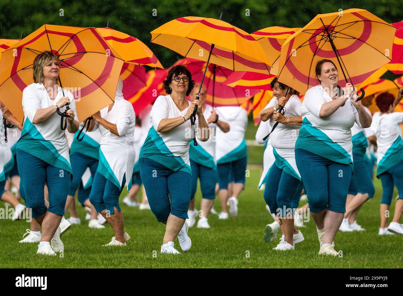 Hradec Kralove, Czech Republic. 02nd June, 2024. The regional Sokol slet (meeting) at the Sokol Hradec Kralove athletic stadium, on June 2nd, 2024. Credit: David Tanecek/CTK Photo/Alamy Live News Stock Photo