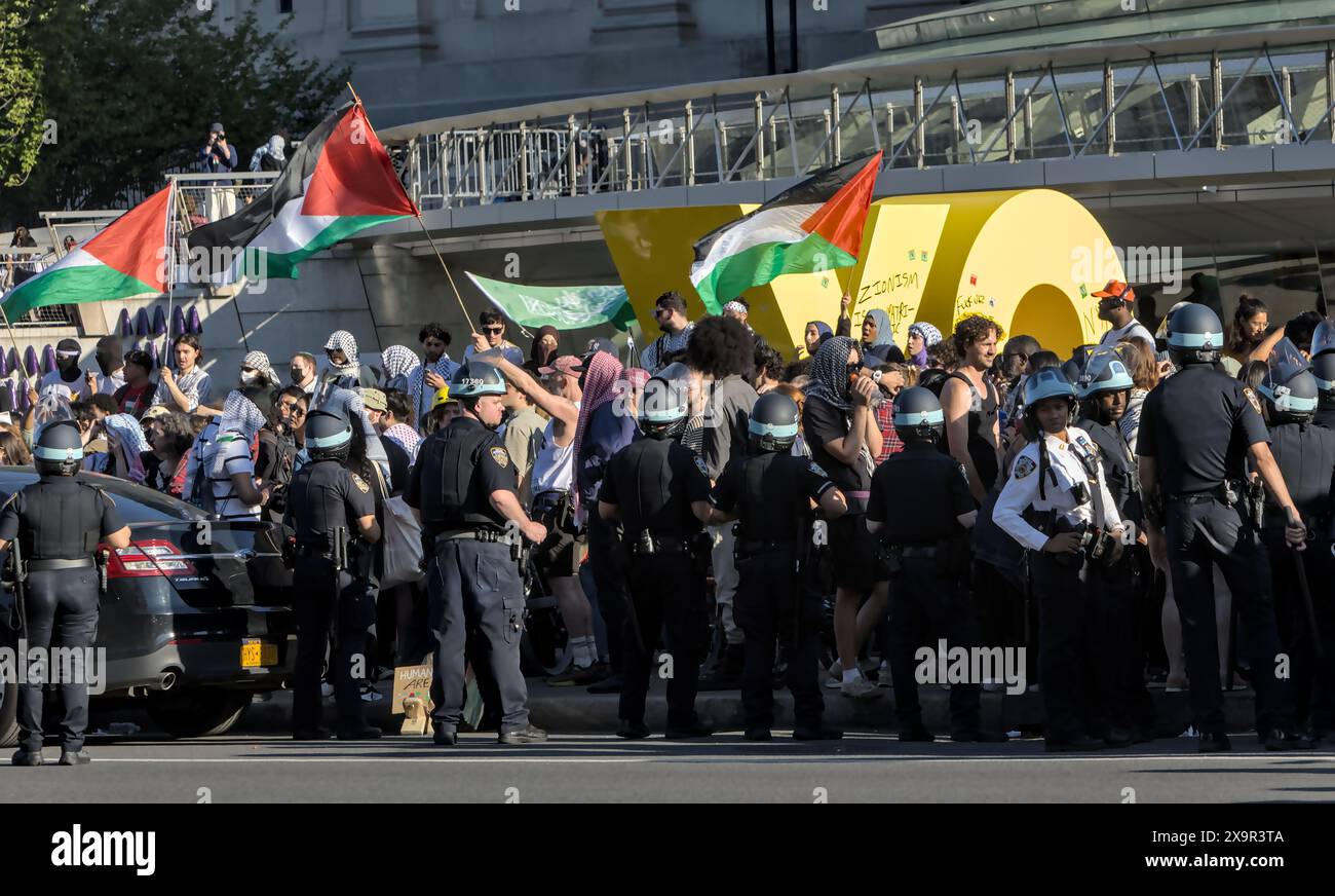 Brooklyn, NY May 31 2024 Pro Palestine protesters wave Hamas flag in